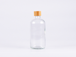 Klarglasflasche 500ml, mit Schraubverschluss Bambus