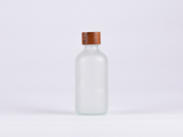 Glasflasche säuremattiert, 250ml, mit Schraubverschluss Walnut