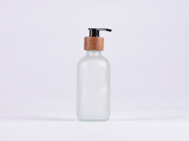 Glasflasche säuremattiert, 250ml, mit Dispenser Walnut