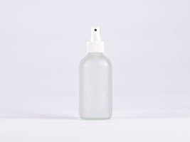 Glasflasche säuremattiert, 250ml, mit Zerstäuber weiss