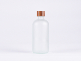 Glasflasche säuremattiert, 500ml, mit Schraubverschluss Walnut