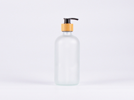 Glasflasche säuremattiert, 500ml, mit Dispenser Bambus