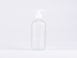 Glasflasche säuremattiert, 500ml, mit Dispenser schwarz/weiss