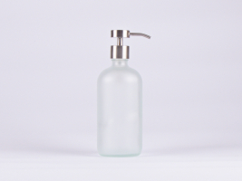 Glasflasche säuremattiert, 500ml, mit Dispenser Edelstahl