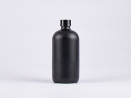 Schwarzglasflasche 500ml, mit Schraubverschluss schwarz/weiss