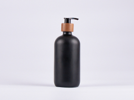 Schwarzglasflasche 500ml, mit Dispenser Walnut