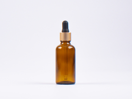 Braunglasflasche 50ml, mit Pipette gold