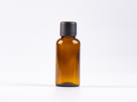 Braunglasflasche 50ml, mit Schraubverschluss & Giessring