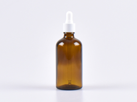 Braunglasflasche 100ml, mit Pipette weiss