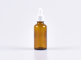 Braunglasflasche 50ml, mit Pipette weiss