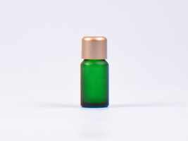 Grünglasflasche 10ml, mit Tropfmontur Gold