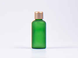 Grünglasflasche 50ml, mit Tropfmontur Gold