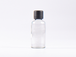 Klarglasflasche 50ml, mit Schraubverschluss & Giessring