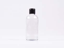Klarglasflasche 100ml, mit Schraubverschluss schwarz