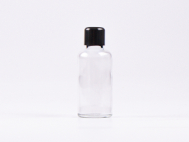 Klarglasflasche 50ml, mit Schraubverschluss schwarz