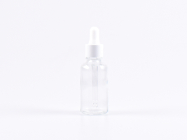 Klarglasflasche 30ml, mit Pipette weiss