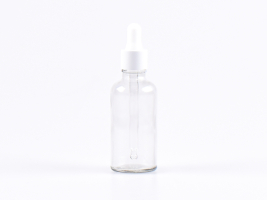 Klarglasflasche 50ml, mit Pipette weiss