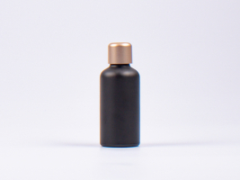 Schwarzglasflasche 50ml, mit Tropfmontur Gold gold