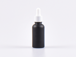 Schwarzglasflasche 30ml, mit Pipette weiss