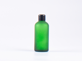 Grünglasflasche 100ml, mit Schraubverschluss schwarz