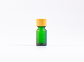 Grünglasflasche 10ml, mit Schraubverschluss Bambus