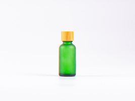 Grünglasflasche 30ml, mit Schraubverschluss Bambus