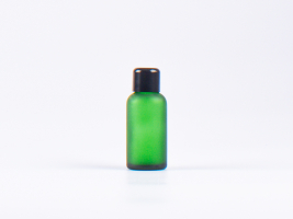 Grünglasflasche 30ml, mit Schraubverschluss schwarz
