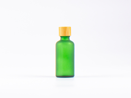 Grünglasflasche 50ml, mit Schraubverschluss Bambus
