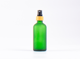 Grünglasflasche 100ml, mit Zerstäuber Bambus