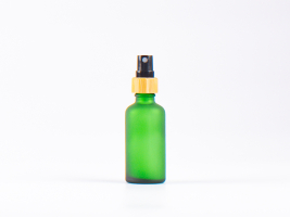 Grünglasflasche 50ml, mit Zerstäuber Bambus