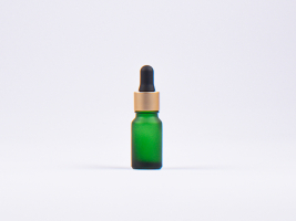 Grünglasflasche 10ml, mit Pipette gold