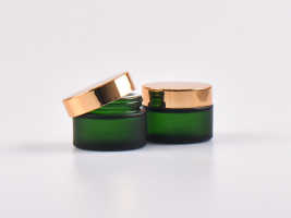 Grünglasdose, 30ml, mit Deckel gold