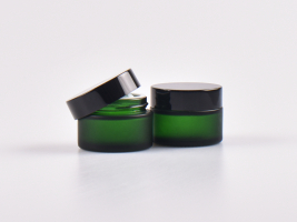 Grünglasdose, 30ml, mit Deckel schwarz