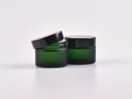 Grünglasdose, 50ml, mit Deckel schwarz
