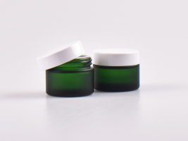 Grünglasdose, 50ml, mit Deckel weiss