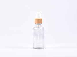 Klarglasflasche 50ml, mit Lotionspumpe Bambus