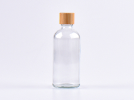 Klarglasflasche 100ml, mit Schraubverschluss Bambus