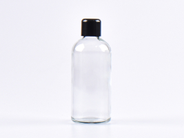 Klarglasflasche 100ml, mit Schraubverschluss schwarz
