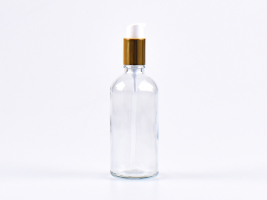 Klarglasflasche 100ml, mit Lotionspumpe Aluminium, 4 Color