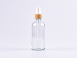 Klarglasflasche 100ml, mit Zerstäuber Bambus