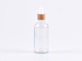 Klarglasflasche 100ml, mit Pipette Bambus