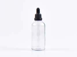 Klarglasflasche 100ml, mit Pipette OV schwarz