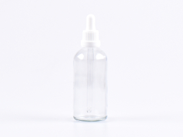 Klarglasflasche 100ml, mit Pipette OV weiss