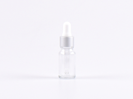 Klarglasflasche 10ml, mit Pipette silber-matt