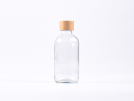 Klarglasflasche 250ml, mit Schraubverschluss Bambus