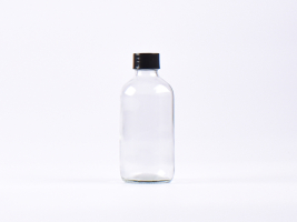 Klarglasflasche 250ml, mit Schraubverschluss schwarz