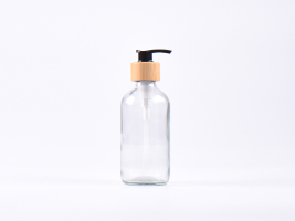 Klarglasflasche 250ml, mit Dispenser Bambus