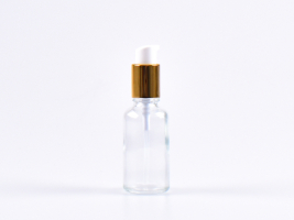 Klarglasflasche 30ml, mit Lotionspumpe Aluminium, 4 Color