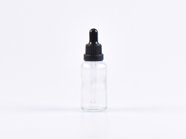Klarglasflasche 30ml, mit Pipette OV schwarz