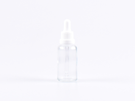 Klarglasflasche 30ml, mit Pipette OV weiss